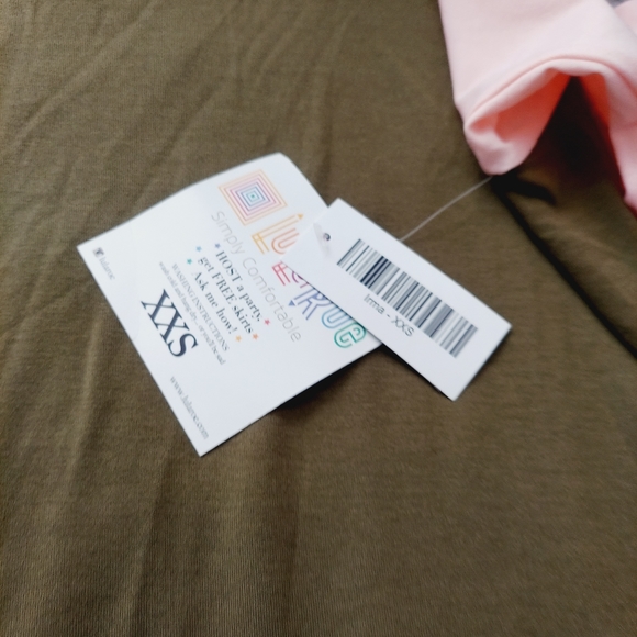 NWT LulaRoe Irma Green Peach Tunic Top Short Sleeve XXS - Picture 5 of 7